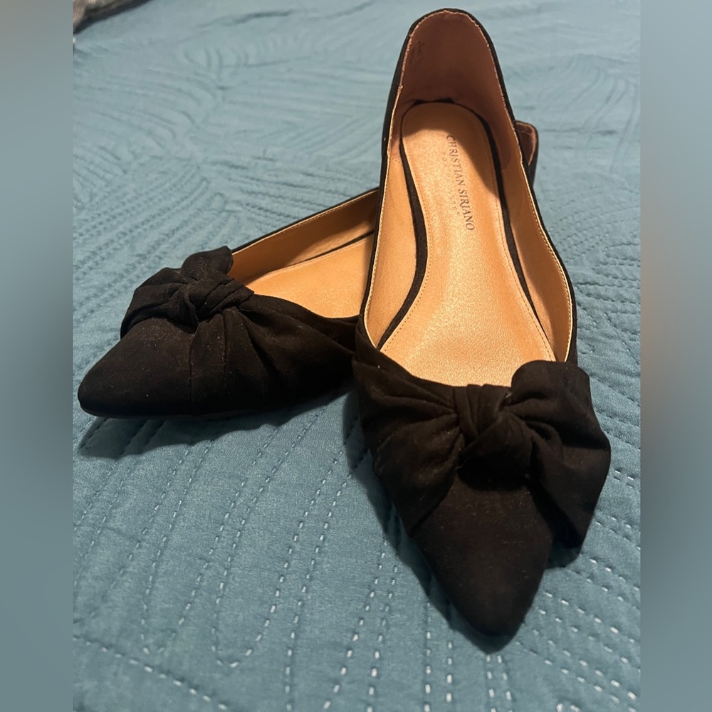 Christian Siriano Elegant Black Flats with Bow